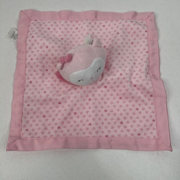 Carters Child of Mine Plush Owl Lovey Pink Heart Dots Security Baby Rattle Satin - Picture 5 of 10